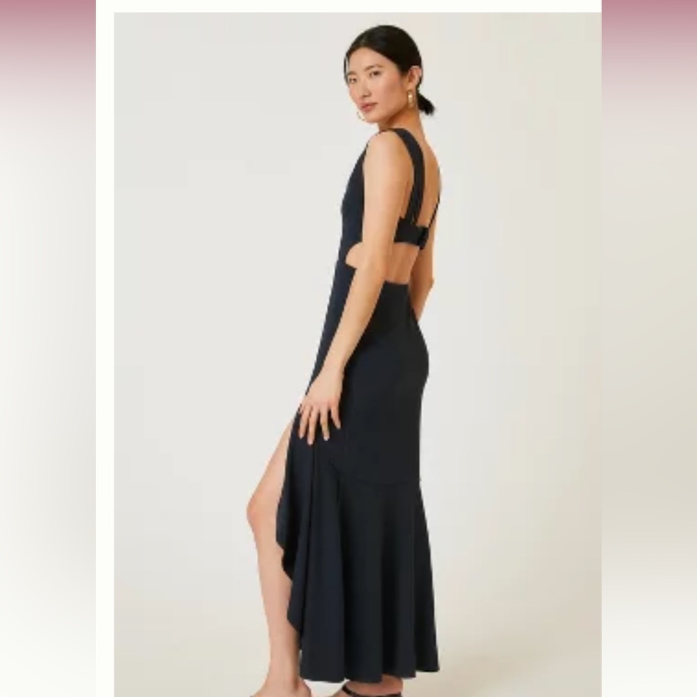 BLACK maxi cut-out fitted knit dress Anthropologie / Maeve NWT